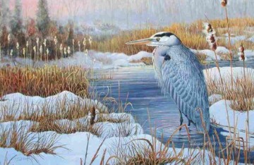 Tier Werke - Vögel im Schnee Wasser Winters